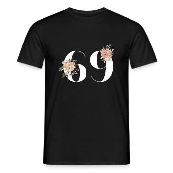 69th Anniversary Flowers (Gift of 69 years) - Men's T-Shirt - black - Front - AI Model Male 178 light (178cm)