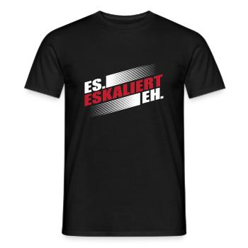 es eskaliert eh. - Männer T-Shirt - Schwarz - Vorne - AI Model Male 178 light (178cm)