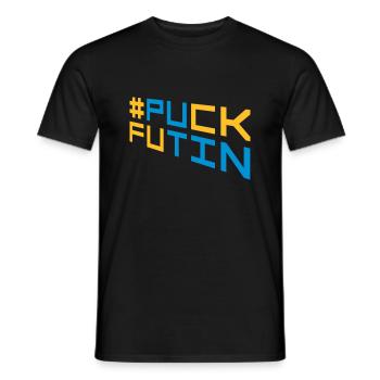 Conception du logo Puck Futin - T-shirt homme - noir - Devant - AI Model Male 178 light (178cm)