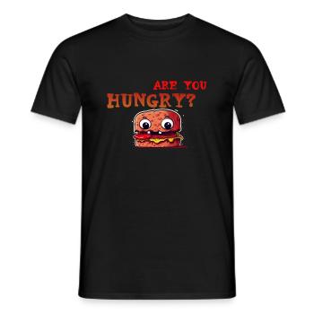 Graphique amusant « Brötchen/Burger: Avez-vous faim? » - T-shirt homme - noir - Devant - AI Model Male 178 light (178cm)