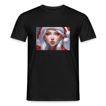 Verträumte Weihnachtsmannfrau - Männer T-Shirt - Schwarz - Vorne - AI Model Male 178 light (178cm)