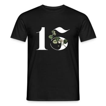 Numéro 15 floral vert -15e anniversaire floral - T-shirt homme - noir - Devant - AI Model Male 178 light (178cm)