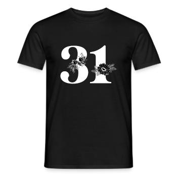 Nummer 31 Schwarze Blumen - 31. Blumengeburtstag - Männer T-Shirt - Schwarz - Vorne - AI Model Male 178 light (178cm)