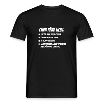 Lettre au père noël - T-shirt homme - noir - Devant - AI Model Male 178 light (178cm)