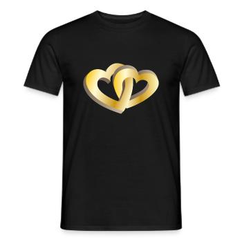 Two golden hearts - Men's T-Shirt - black - Front - AI Model Male 178 light (178cm)
