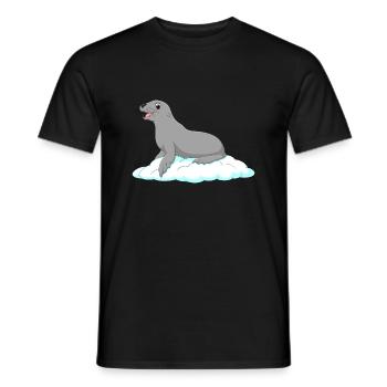 Seal laughing seal lake dog ice floe polar - Men's T-Shirt - black - Front - AI Model Male 178 light (178cm)