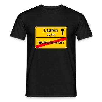 Ortsschild Schwimmen Laufen Sprintdistanz - Männer T-Shirt - Schwarz - Vorne - AI Model Male 178 light (178cm)