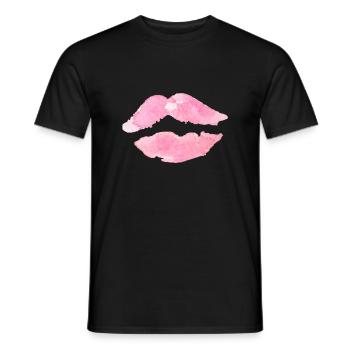 Bouche Lèvres Rose Baiser Idée Cadeau - T-shirt homme - noir - Devant - AI Model Male 178 light (178cm)
