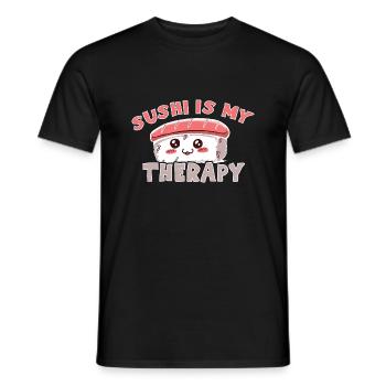 Kawaii Japanese Food Salmon Salmon Sushi Roll - T-shirt homme - noir - Devant - AI Model Male 178 light (178cm)