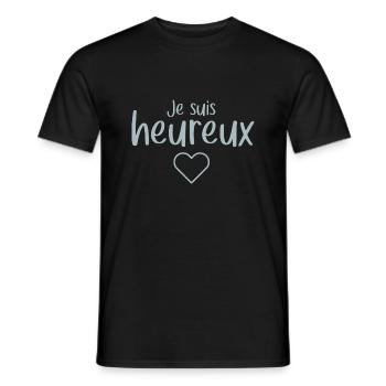 Je suis heureux - T-shirt homme - noir - Devant - AI Model Male 178 light (178cm)