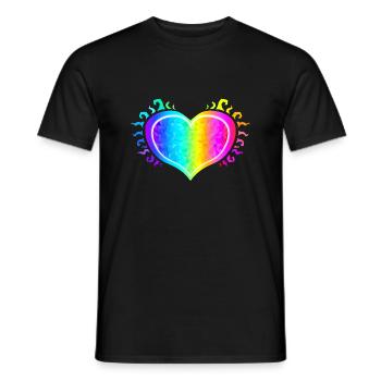 Herz bunt Regenbogen Valentinstag Liebe - Männer T-Shirt - Schwarz - Vorne - AI Model Male 178 light (178cm)