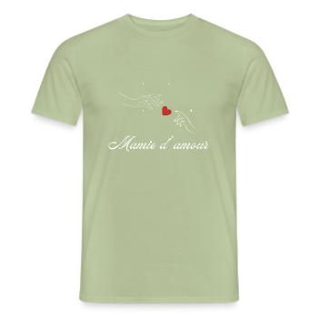 mamie d’amour - T-shirt homme - vert sauge - Devant - AI Model Male 178 light (178cm)