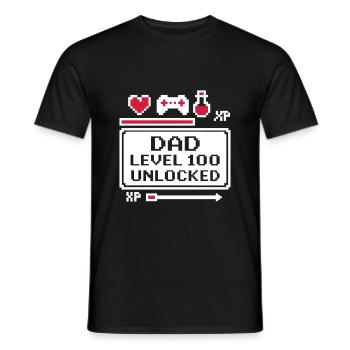 Dad Level 100 Geek Gamer Gaming Father's Day - Men's T-Shirt - black - Front - AI Model Male 178 light (178cm)