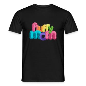 Fluffy Mom – Fluffy 3D Typography - Men's T-Shirt - black - Front - AI Model Male 178 light (178cm)