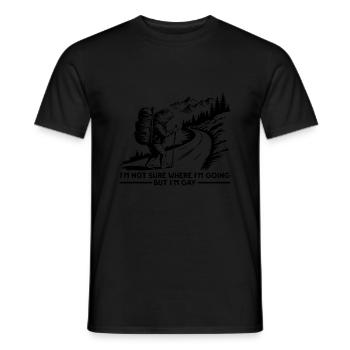 Funny Gay Hiking Frog LGBTQ Pride Adventure - Männer T-Shirt - Schwarz - Vorne - AI Model Male 178 light (178cm)