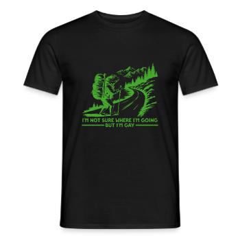 Funny Gay Hiking Frog LGBTQ Pride Adventure - Männer T-Shirt - Schwarz - Vorne - AI Model Male 178 light (178cm)