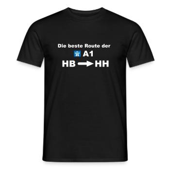 Die beste Route der A1 Bremen Hamburg Geschenk - Männer T-Shirt - Schwarz - Vorne - AI Model Male 178 light (178cm)