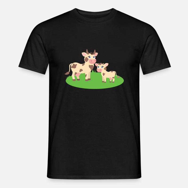 Kuh mit Kalb - Männer T-Shirt - Schwarz