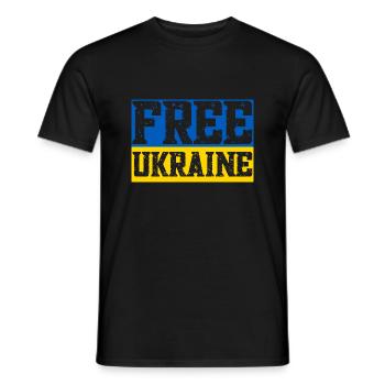 Free Ukraine Flag - Men's T-Shirt - black - Front - AI Model Male 178 light (178cm)