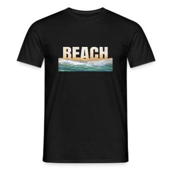 Beach word border sticker with sea design on torn - Men's T-Shirt - black - Front - AI Model Male 178 light (178cm)