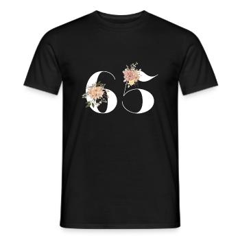 65e anniversaire fleuris (Cadeau de 65 ans) - T-shirt homme - noir - Devant - AI Model Male 178 light (178cm)