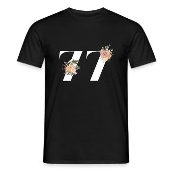 77th Anniversary Flowers (Gift of 77 years) - Men's T-Shirt - black - Front - AI Model Male 178 light (178cm)