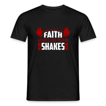 Faith Weights & Protein Shakes Workout Weight Lift - Männer T-Shirt - Schwarz - Vorne - AI Model Male 178 light (178cm)