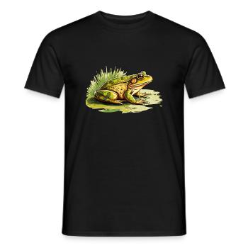 The green frog has a perfect camouflage - Men's T-Shirt - black - Front - AI Model Male 178 light (178cm)