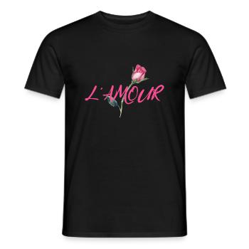 L'amour with Rose - Men's T-Shirt - black - Front - AI Model Male 178 light (178cm)