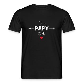Futur papy 2025 - T-shirt homme - noir - Devant - AI Model Male 178 light (178cm)