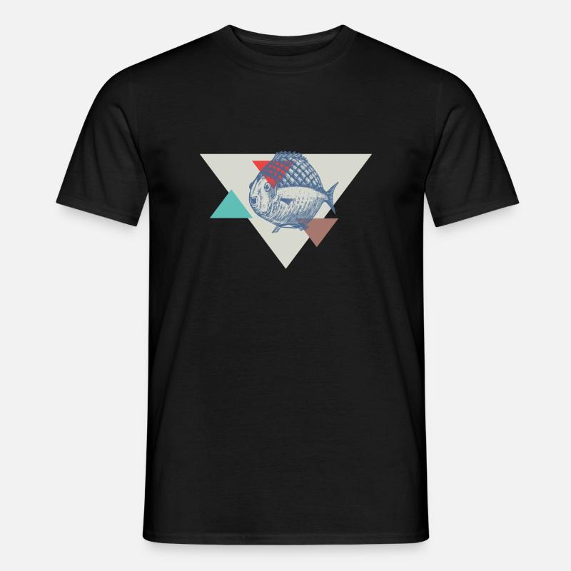 Conception de triangle de poisson - T-shirt homme - noir