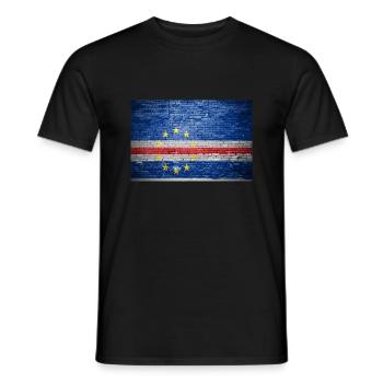 Ziegelsteinmauer mit Flagge Kap Verde Graffiti - Männer T-Shirt - Schwarz - Vorne - AI Model Male 178 light (178cm)