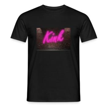 Neon BDSM kink lettering on Brick Wall at night - Men's T-Shirt - black - Front - AI Model Male 178 light (178cm)