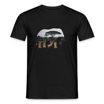 Elephant Savannah Silhouette - Men's T-Shirt - black - Front - AI Model Male 178 light (178cm)