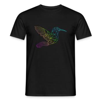 Hummingbird geomatrical line art (gOT it!) - Men's T-Shirt - black - Front - AI Model Male 178 light (178cm)
