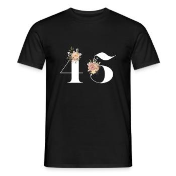 45e anniversaire fleuris (Cadeau de 45 ans) - T-shirt homme - noir - Devant - AI Model Male 178 light (178cm)