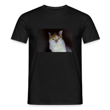the cat with the sweet look - Men's T-Shirt - black - Front - AI Model Male 178 light (178cm)