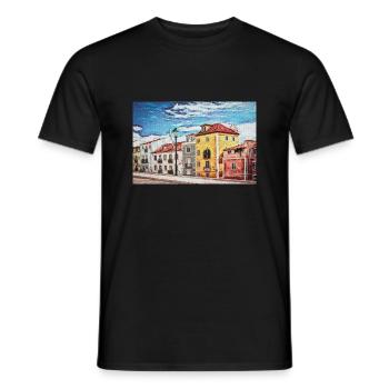 Vintage Color Buildings Row -Lisbon Portugal Lover - T-shirt homme - noir - Devant - AI Model Male 178 light (178cm)