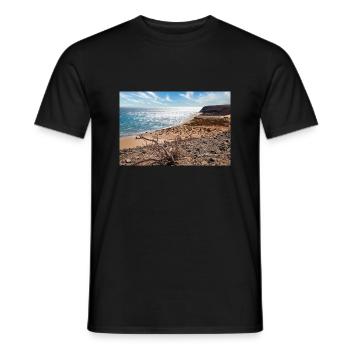 View over a beautiful bathing bay Risco del paso - Men's T-Shirt - black - Front - AI Model Male 178 light (178cm)