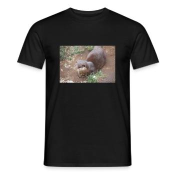 Asiatischer Kleinkrallenotter Zwergotter - Männer T-Shirt - Schwarz - Vorne - AI Model Male 178 light (178cm)
