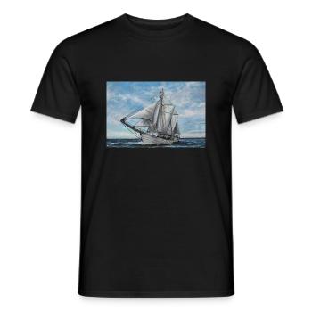 Ocean View: The Beauty of the Sea and Boats - Men's T-Shirt - black - Front - AI Model Male 178 light (178cm)