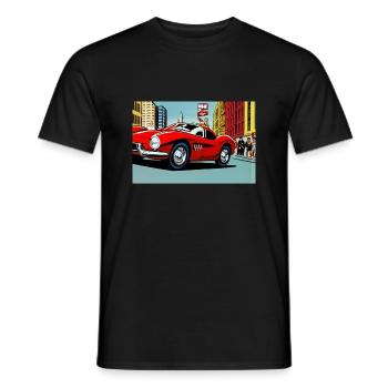 Retro sports car red 1960s - Men's T-Shirt - black - Front - AI Model Male 178 light (178cm)