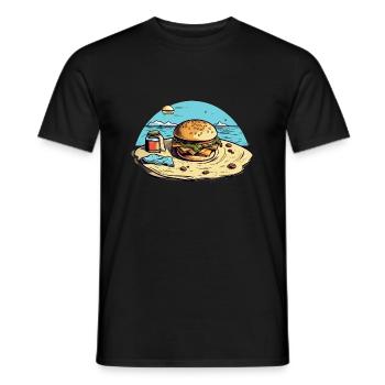 Hamburger at beach n°1 - Men's T-Shirt - black - Front - AI Model Male 178 light (178cm)