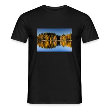 Autumn atmosphere at Lake Bad Bayersoier - Men's T-Shirt - black - Front - AI Model Male 178 light (178cm)