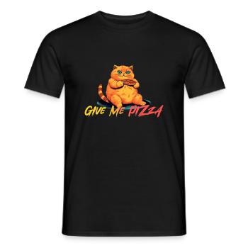 Fat Orange Cat veut plus de pizza - T-shirt homme - noir - Devant - AI Model Male 178 light (178cm)