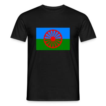 115552801 179234121 Roma flags - Men's T-Shirt - black - Front - AI Model Male 178 light (178cm)