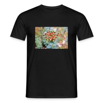 blooming colorful Wolfsmilch (Euphorbia) flower - Men's T-Shirt - black - Front - AI Model Male 178 light (178cm)