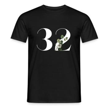 Numéro 32 floral vert - 32e anniversaire floral - T-shirt homme - noir - Devant - AI Model Male 178 light (178cm)