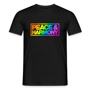 Typo Peace Harmony Kontur Rainbow - Männer T-Shirt - Schwarz - Vorne - AI Model Male 178 light (178cm)