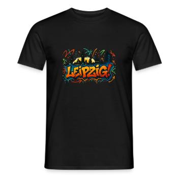 Graffiti Leipzig Skyline - Männer T-Shirt - Schwarz - Vorne - AI Model Male 178 light (178cm)